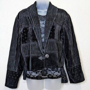 Vintage Southwestern Jacket Womens M Cotton Velvet Corduroy Oversized Casual 90s